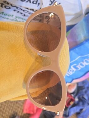 Alice + Olivia Beige Cat-Eye Sunglasses with Brown Lenses